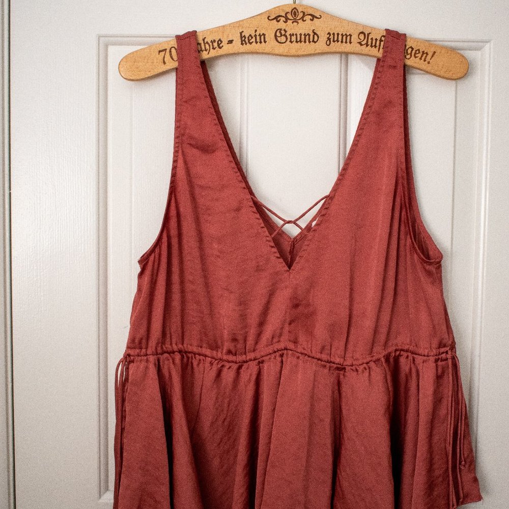 Free People Silk Burnt Orange Tank Top Size M